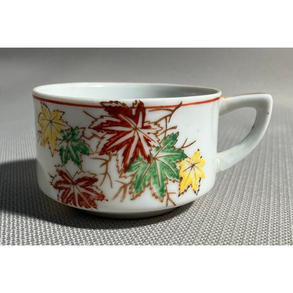 Fall Demitasse Tea Cup & Saucer Hand painted  Leaves OCCUPIED JAPAN - Picture 5 of 9